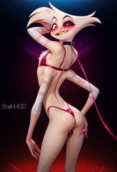 1boy ai_generated angel_dust_(hazbin_hotel) ass backsack ball_bulge balls_in_panties brat4430 femboy girly hazbin_hotel looking_back male male_only tagme thong vivienne_medrano vivziepop