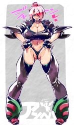 1girls angel_(kof) blue_eyes cameltoe clothed female kemonono king_of_fighters light-skinned_female light_skin pussy thick tight_clothes tight_clothing voluptuous voluptuous_female white_hair