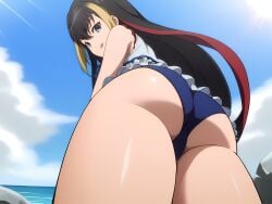 ass beach frilled_bikini lessar_(to_aru_majutsu_no_index) multicolored_hair viewed_from_below