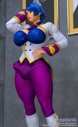 1futa 3d bulge elisabeth_blanctorche futanari kazkazuma kazkazuma7 king_of_fighters painting_(object) wall_(structure)