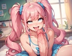 1girls ai_generated blue_eyes female long_hair nude pink_hair sex tilcox33