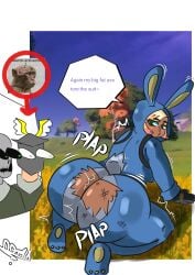 1girls 2boys ass big_areola big_ass big_balls big_belly big_breasts big_butt big_nipples big_penis big_thighs bunny_ears bunny_girl bunnysuit butt_crack clapping_ass clapping_cheeks dark-skinned_female dark_skin darkdemon74x fortnite fortnite:_battle_royale fortnite:_save_the_world miss_bunny_penny_(fortnite) penny_(fortnite) solo solo_female solo_focus twerking