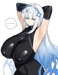 1girls android artificial_intelligence blue_eyes fairy_(zenless_zone_zero) long_hair looking_at_viewer non-canon solo solo_female solo_focus white_body white_hair zenless_zone_zero