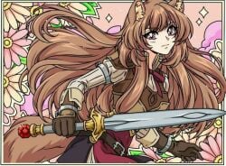 1girls brown_hair hfxpins raccoon_ears raccoon_girl raccoon_tail raphtalia sword tate_no_yuusha_no_nariagari the_rising_of_the_shield_hero