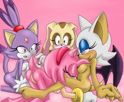 amy_rose blaze_the_cat breasts cream_the_rabbit cunnilingus female nipples oral oral_sex pussy randomguy999 rouge_the_bat sega sex sonic_(series) vaginal_penetration wings yuri