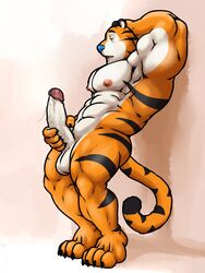 1boy abs anthro feline fur furry grisser male male_only mascot masturbation muscles pecs precum solo tiger tony_the_tiger veins