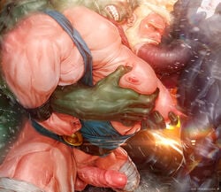 3boys anal anal_sex bara beard biceps blonde_hair blowjob blue_eyes erection excessive_muscles extreme_muscles fellatio gay green-skinned_male green_skin groping huge_cock huge_nipples hulk hulk_(series) human human_on_humanoid humanoid hyper_muscles interspecies interspecies_yaoi lactation light-skinned_male light_skin macro male/male male_lactation male_only marvel muscular oral pecs precum rokudenashi size_difference spider-man_(series) spitroast tears thor_(marvel) thor_(series) venom venom_(marvel) yaoi