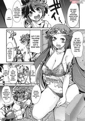 1boy 1girls age_difference androgynous assertive assertive_female bra breasts cleavage comic doujin english_text female female_pervert girly kid_icarus kid_icarus_uprising large_breasts male male/female monochrome nintendo palutena panties pervert pit pit_(kid_icarus) tagme text undressing voluptuous