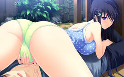 ass black_hair fingering game_cg owari_mio panties underwear zutto_tsukushite_ageru_no