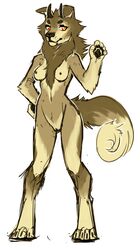 anthro breasts canine demon fangs female fur furry horn looking_at_viewer nude pussy shysiren sketch solo