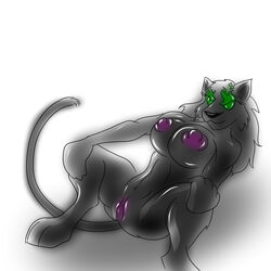 adjatha akbal_(corruption_of_champions) anthro big_breasts breasts corruption_of_champions feline glowing_eyes green_eyes navel nipples nude panther pussy rule_63 spread_legs spreading