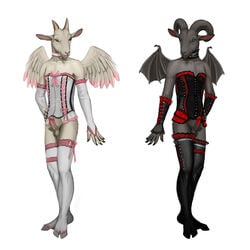 angel corset evil goat hooves hornystorm male male_only nude penis ribbons wings