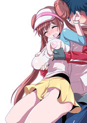 blue_eyes brown_hair double_bun grope hugh_(pokemon) human hyuu_(pokemon) pokemon pokemon_bw2 rosa_(pokemon)