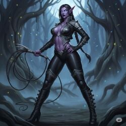 ai_generated dominant long_hair night_elf whip world_of_warcraft