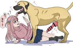2d baishion bangs bocchi_the_cock bocchi_the_rock! canid canine canine_genitalia canine_on_human canine_penis canis censored_penis clothed clothed_female domestic_dog female female_human/male_feral female_on_feral feral feral_on_female feral_on_human gotou_hitori heart heart_symbol human_female human_on_feral imminent_bestiality imminent_penetration imminent_sex interspecies knot large_penis male pale-skinned_female pale_skin penis pink_hair skirt zoophilia