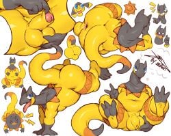 anthro anus ball_fondling balls biped digital_drawing_(artwork) digital_media_(artwork) finger_gun flaccid fondling foreskin foreskin_play foreskin_pull generation_6_pokemon genitals gesture glans half-erect hand_gesture handstand heliolisk helioptile hi_res humanoid_genitalia humanoid_penis looking_at_viewer lying male nintendo on_side penis pokemon pokemon_(species) signature simple_background sitting solo v_sign ziran