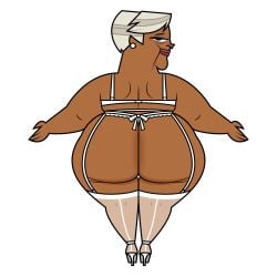 1girls ass ass_focus ass_grab ass_up back_view bbw bbw_mom big_ass big_butt black_body black_female black_gilf bra chubby chubby_female curvaceous curvaceous_body curvaceous_figure curvy curvy_figure dark-skinned_female dark_skin ebony eyelashes eyeliner eyeshadow female female_only garters grandmother granny heels high_heels huge_ass jk94 leshawna's_grandmother lingerie lingerie_panties lipstick looking_at_viewer mature mature_female mature_woman milf mother nipples obese pearls pose posing posing_for_the_viewer solo stockings stockings_thigh_highs tagme thick thick_ass thick_hips thick_legs thick_lips thick_thighs thong thong_panties total_drama_(series) total_drama_island total_dramarama voluptuous voluptuous_female white_background white_hair white_hair_female