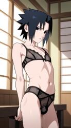 ai_generated femboy gay lingerie naruto sasuke_uchiha small_penis vougan_(artist)