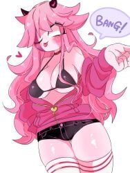 1girls bra breasts female female_only friday_night_funkin mid_fight_masses mkcomvftg123 pink_hair pink_skin sarvente_(dokki.doodlez) solo