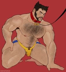 bara big_pecs chest_hair collar daddy dilf dog_collar gay hairy hairy_armpits hairy_chest hairy_male jockstrap logan_(x-men) male marvel marvel_comics muscular muscular_male rumpletumple1 solo solo_focus solo_male wolverine_(x-men) x-men
