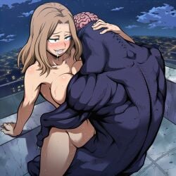 1boy 1girls ai_generated anthro anthro_on_human beastiality blonde_female blonde_hair blush bodily_fluids breasts camie_utsushimi claws dogmu female from_front_position humanoid hybrid interspecies interspecies_impregnation interspecies_sex male male/female mating monster monster_on_female monster_sex muscular muscular_anthro my_hero_academia naked naked_female nomu on_roof open_mouth paws rooftop saliva saliva_drip saliva_string sex stand_and_carry_position standing standing_missionary standing_sex tail tongue tongue_out