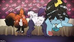 2025 3_toes 4_toes absol anus ass balls bed blue_body blue_fur blue_tail bodily_fluids brown_body brown_fur brown_tail claws cum cum_in_ass cum_in_vagina cum_inside digital_drawing_(artwork) digital_media_(artwork) eeveelution erection feet female female_penetrated feral feral_on_feral feral_penetrated feral_penetrating feral_penetrating_feral fur furniture generation_3_pokemon generation_4_pokemon generation_8_pokemon genital_fluids genitals glaceon grey_body grey_fur group hi_res horn inner_ear_fluff inside lone_(lonewolffl) lonewolffl luxray lying lying_on_bed male male/female male_penetrating male_penetrating_female nickit nintendo on_bed on_front open_mouth pawpads paws penetration penis pokemon pokemon_(species) presenting presenting_hindquarters quadruped rear_view sex smile soles tail toe_claws toes tuft vulva white_body white_fur