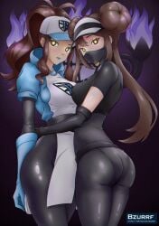 blue_lipstick brown_hair bzurrf chandelure enemy_conversion female female_only femsub hair_buns hat hilda_(pokemon) hypnosis latex long_hair mask mind_control multiple_girls multiple_subs pokemon ponytail rosa_(pokemon) team_plasma twin_buns twintails