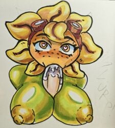 1girls blowjob cum cum_in_mouth female green_skin plant plant_girl plants_vs_zombies plants_vs_zombies:_heroes solar_flare_(pvz) sunflower sunflower_(pvz) thunder_steak_(artist)