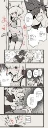 2boys androgynous blush comic crossdressing dialogue femboy fishnets galo_thymos gay gay_sex lio_fotia minishorts monochrome peeping petite petite_body petite_male promare size_difference slim_male text twink yaoi