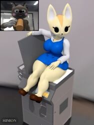 3d aggressive_retsuko aggretsuko coffee_cup fenneko haida haida_(aggretsuko) nude s1m0n sitting