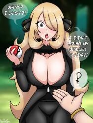 2d big_breasts black_clothing blonde_female blonde_hair breasts cynthia_(pokemon) defeated defeated_heroine female gray_eyes hyoreisan rolling_eyes sex