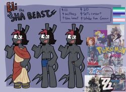 anthro big_clitoris boxers_(clothing) bunchasticks character_sheet clitoris clothing deity digit_ring dyed_tail egyptian_mythology eli_(bunchasticks) eyewear female footwear forked_tail genitals glasses greek_clothing grey_body hi_res jewelry male married mastectomy_scar middle_eastern_mythology model_sheet mythological_creature mythology nude_anthro pubes pussy reference_sheet ring sandals scar set_(species) shoes solo tail trans_(lore) trans_man_(lore) underwear unusual_anatomy unusual_tail wedding_ring