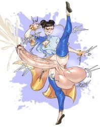 1girls 2025 balls breasts brown_hair capcom chun-li clothed cum cum_fountain cumshot excessive_cum female female_only foreskin froeedo futa_only futanari gritted_teeth hands-free hanging_balls huge_balls huge_breasts huge_cock hyper_penis intersex massive_balls massive_penis partially_retracted_foreskin penis powerful_cumshot strained_expression street_fighter street_fighter_6 swinging_balls uncircumcised uncut veiny_penis