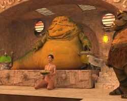 3d alien athletic athletic_female breasts collar crossover ellie_(the_last_of_us) ellie_williams female hourglass_figure jabba_the_hutt leash leash_and_collar nude nude_female nudity oiled oiled_skin slave slavegirl small_breasts softfocusart star_wars tagme the_last_of_us the_last_of_us_2 wide_hips
