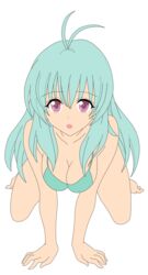 1girls barefoot bikini bra breasts busakumas feet female green_hair high_res kneeling legs long_hair open_mouth photoshop run_elsie_jewelria swimsuit thighs to_love-ru vector_trace violet_eyes