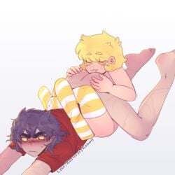 13_cards 13_карт 2boys ass blush femboy gay licking_ass male_rimming_male rimming scar thighhighs yaoi пик_(13_карт) феликс_(13_карт)