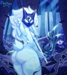 ass back_view big_ass big_breasts big_butt big_thighs big_titties breasts caprine crisdeku curvaceous curvaceous_female curvaceous_figure curvy curvy_figure curvy_hips female female_focus female_only furry furry_female furry_only kindred lamb_(league_of_legends) league_of_legends long_hair looking_at_viewer riot_games sheep white_hair