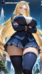 1girls 2025 ai_assisted ai_generated alpha_(the_eminence_in_shadow) anime architecture arm_under_breasts arms_under_breasts artist_name bangs big_breasts big_breasts big_breasts big_chest blonde_hair blue_eyes blue_skirt blue_sky blush breast breast_hold breasts breasts breasts bridge building bust busty castle chest city cityscape clock_tower cloud cloudy_sky crossed_arms day destruction elf explicit eyebrows_visible_through_hair female fence from_below gate giant giantess hi_res high_quality high_resolution highres house jacket lamppost large_breasts long_hair looking_at_viewer night night_sky outdoors patreon patreon_username pleated_skirt pointy_ears railing ruins skirt sky skyline skypassion skyscraper solo stable_diffusion star_(sky) starry_sky street the_eminence_in_shadow thighhighs thighs tower town tree very_long_hair watermark