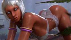 1girls 3d 3d_animation all_fours animated ass ass_shake big_ass big_breasts bikini blue_eyes breasts bubble_ass bubble_butt capcom cleavage clothed clothed_female curvaceous curvy curvy_figure dark-skinned_female dark_skin dat_ass elena_(street_fighter) female female_focus female_only haired huge_ass large_ass large_breasts legs longer_than_10_seconds looking_at_viewer no_sound outdoors revealing_clothes rougenine shaking_ass short_haired shorter_than_30_seconds sideboob solo solo_female solo_focus street_fighter street_fighter_6 tall_female tall_girl teasing thick_ass thick_thighs thighs twerking white_hair wide_hips