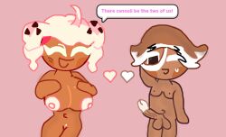 1boy 1boy1girl 1girls big_breasts breasts brown_hair cannoli_cookie caramelpearl_(artist) cookie_run cookie_run_ovenbreak cute cute_couple female male multicolored_hair nude nude_female nude_male pink_hair short_hair smore_cookie tagme white_hair