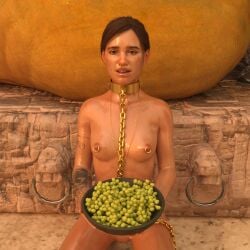 3d alien athletic athletic_female breasts collar crossover ellie_(the_last_of_us) ellie_williams female hourglass_figure jabba_the_hutt leash leash_and_collar nude nude_female nudity oiled oiled_skin slave slavegirl small_breasts softfocusart star_wars tagme the_last_of_us the_last_of_us_2 wide_hips