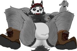 anthro armpit_hair ass balls baruda belly belly_hair bigbaruda bodily_fluids body_hair boots bro butt_hair chest_hair clothing footwear genital_fluids genitals hi_res male male/male muscular muscular_anthro muscular_male musk musky_balls musky_butt precum pubes shoes skulldog_(species) slightly_chubby slightly_chubby_male sniffing solo sweat sweaty_balls sweaty_butt sweaty_genitalia text