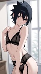 ai_generated femboy gay lingerie naruto sasuke_uchiha small_penis vougan_(artist)