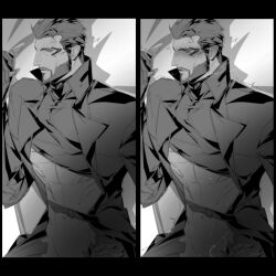 adam_jensen black_and_white cuntboy deus_ex deus_ex:_mankind_divided gay intersex male setttanen tears vaclav_koller yaoi