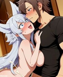 (titancore) 1boy 1girls ai_generated anime big_breasts blue_eyes breasts brown_hair cum_shot demon demon_girl ears embarrassed female fenrys flio furry girl hearts_around_head husband husband_and_wife long_hair love lv2_kara_cheat_datta_motoyuusha_kouho_no_mattari_isekai_life male male/female masturbation monster_girl naked naked_female nipples nude nude_female silver_hair suprised wife wolf wolf_ears wolf_girl