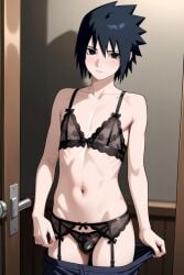ai_generated femboy gay lingerie sasuke_uchiha small_penis vougan_(artist)