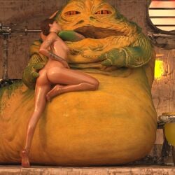 3d alien athletic athletic_female breasts collar crossover ellie_(the_last_of_us) ellie_williams female hourglass_figure jabba_the_hutt leash leash_and_collar nude nude_female nudity oiled oiled_skin slave slavegirl small_breasts softfocusart star_wars tagme the_last_of_us the_last_of_us_2 wide_hips