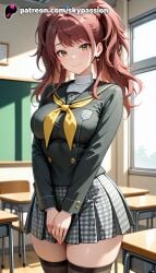 1girls 2025 ai_assisted ai_generated anime artist_name atlus bangs big_breasts big_breasts big_breasts big_chest blush breast breasts breasts breasts bust busty chair chest classroom closed_mouth desk earrings explicit eyebrows_visible_through_hair female hi_res high_quality high_resolution highres indoors jacket jewelry kujikawa_rise large_breasts long_hair long_sleeves looking_at_viewer patreon patreon_username persona persona_4 school_chair school_desk school_uniform skindentation skirt skypassion smile solo stable_diffusion thighhighs thighs twintails watermark window