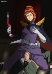 >:) 1boy 2girls absurdres amate_yuzuriha assertive_female atramada balls beanie belt blonde_hair bodysuit breasts business_suit cape char_aznable cheekbones clothes_pull commission commissioner_upload covered_nipples cowgirl_position falling female female_pubic_hair formal_clothes gloves grabbing_own_breast gun gundam gundam_gquuuuuux hair_up hat highres holding holding_gun holding_weapon jacket kycilia_zabi male male_pubic_hair mecha_pilot_suit military_uniform mobile_suit_gundam motion_blur multicolored_bodysuit multiple_girls pants pants_pull penis pubic_hair pubic_hair_peek pussy pussy_juice red_hair sex shoulder_pads spread_legs straddling straight suit suit_jacket testicles torn_clothes torn_pants upside-down v-shaped_eyebrows vaginal_penetration weapon wide-eyed