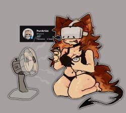 1girls bra breasts cat_ears cat_girl cat_tail catgirl cleavage fan hot on_knees panties purrartist roblox self_upload sweat sweating tagme thighs underwear vr vr_headset